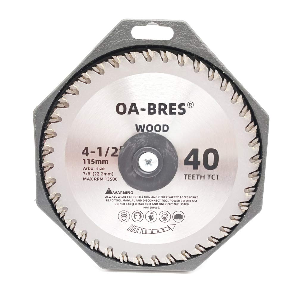 3Pack 4-1/2-Inch 40T TCT Circular Saw Blade with 7/8-Inch Arbor, Carbide Tipped Teeth General Purpose Hard & Soft Wood Cutting Saw Blade for Angle Grinder