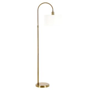 veronica arc floor lamp with fabric shade in brass/white