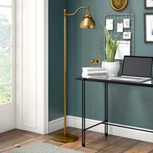 Beverly 65" Tall Floor Lamp with Metal Shade in Brass/Brass