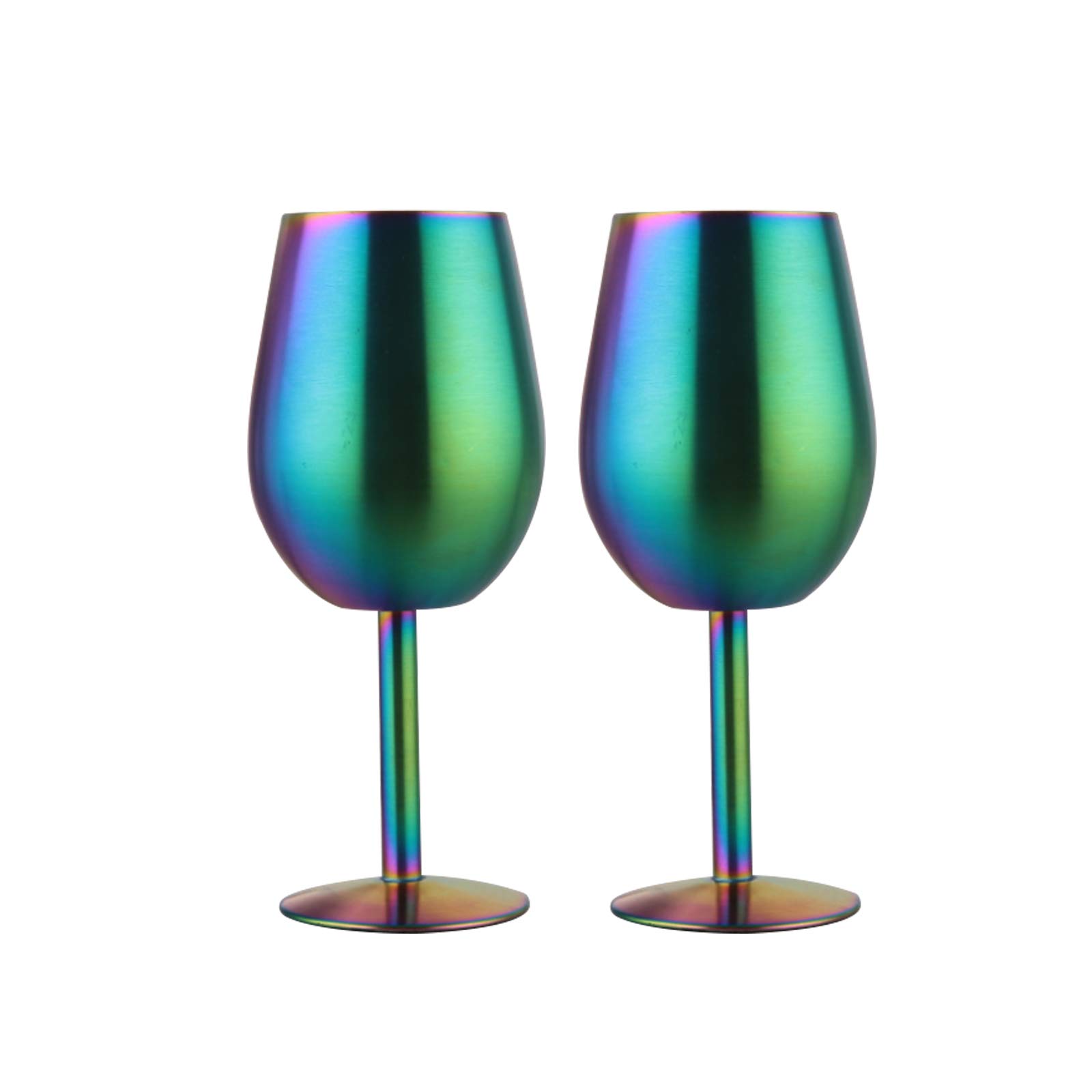 HEFUTE 2PCS Stainless Steel Wine Glass Multicolor Rainbow Color Drinking Glassware Cups for Water, Insulated, Shatterproof, Unbreakable Drinkware Iridescent Glassware Gift Set