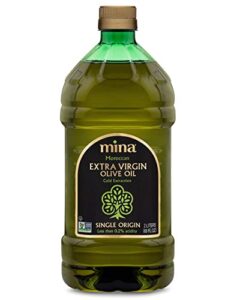 mina extra virgin olive oil, new harvest, polyphenol rich moroccan olive oil, cold extraction, single origin olive oil, less than 0.2% acidity, 68 fl oz, 2 l