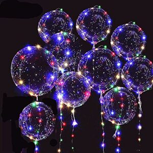 yongxiang 10 packs led bobo balloons,transparent led light up balloons,helium style glow bubble balloons with string lights for party birthday wedding festival decorations (colorful)