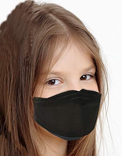 [10 Pack] (Age 6 to 15) 4-Layers Premium (KF94 Certified) Kids Face Mask (Made in Korea) Respirators Protective Disposable Dust Covers (Children, Youth, Teens, Small Face Adults) - Black -