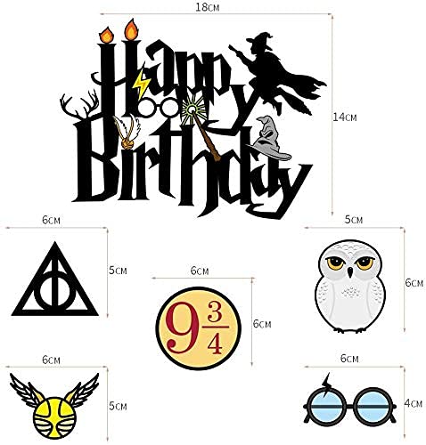 Birthday Party Decoration Boys Magical Wizard Themed Party Decorations Happy Birthday Banner Cupcake Toppers Balloons Party Supplies For Harry Magical Potter Birthday (Golden)