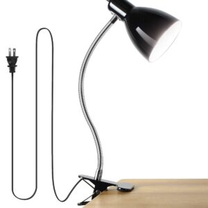 Desk lamp Eye-Caring Table Lamps, 360°Rotation Gooseneck Clip on Lamp Reading Light Portable Reading Book Light, Clamp Light, Study Desk Lamps for Bedroom and Office Home Lighting (Black)