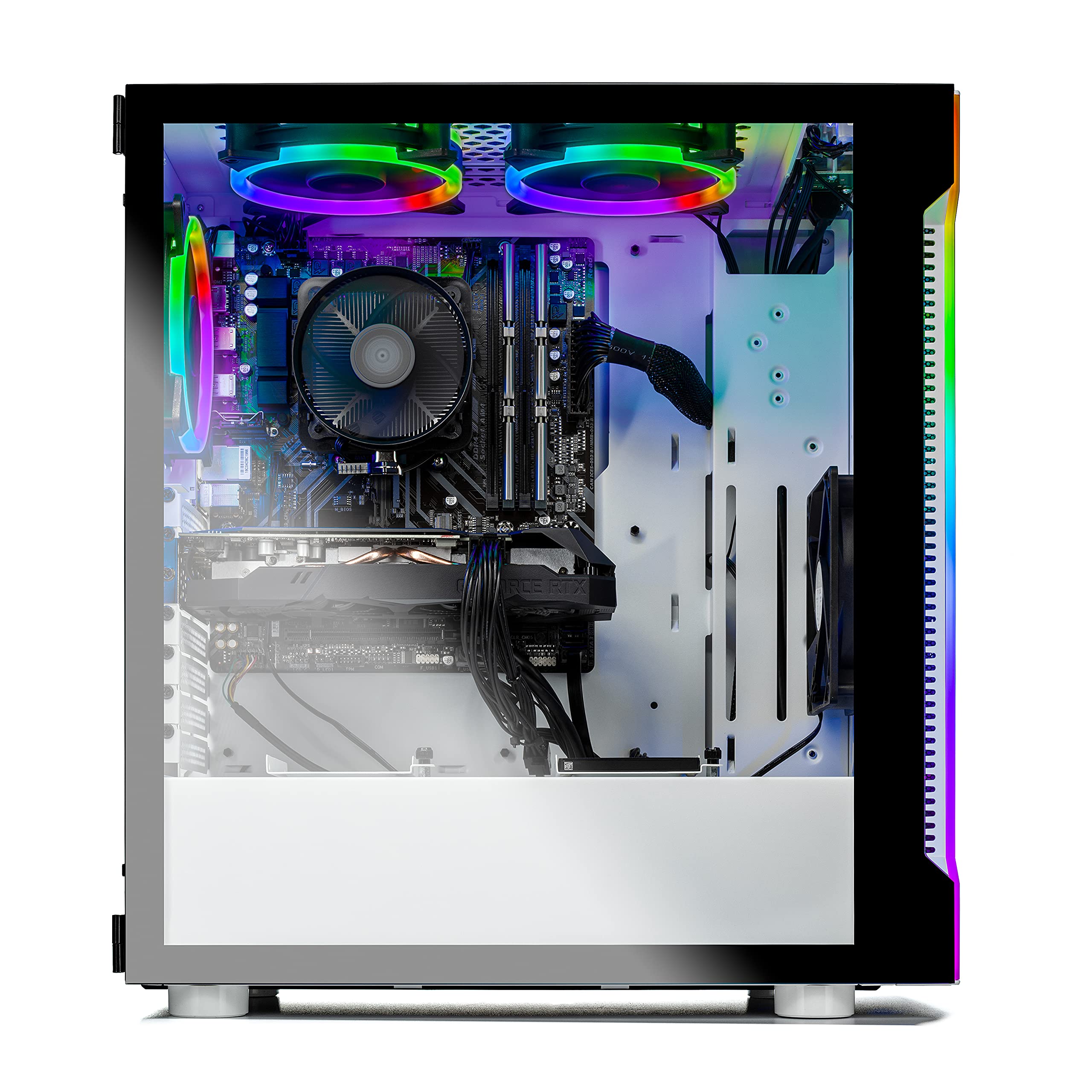 SkyTech Archangel 3.0 Gaming Computer PC Desktop - Ryzen 5 3600 6-Core 3.6GHz, RTX 3060 12GB, 1TB SSD, 16GB DDR4 3200, RGB Fans, AC WiFi, 600W Gold PSU, Windows 11 Home 64-bit, White