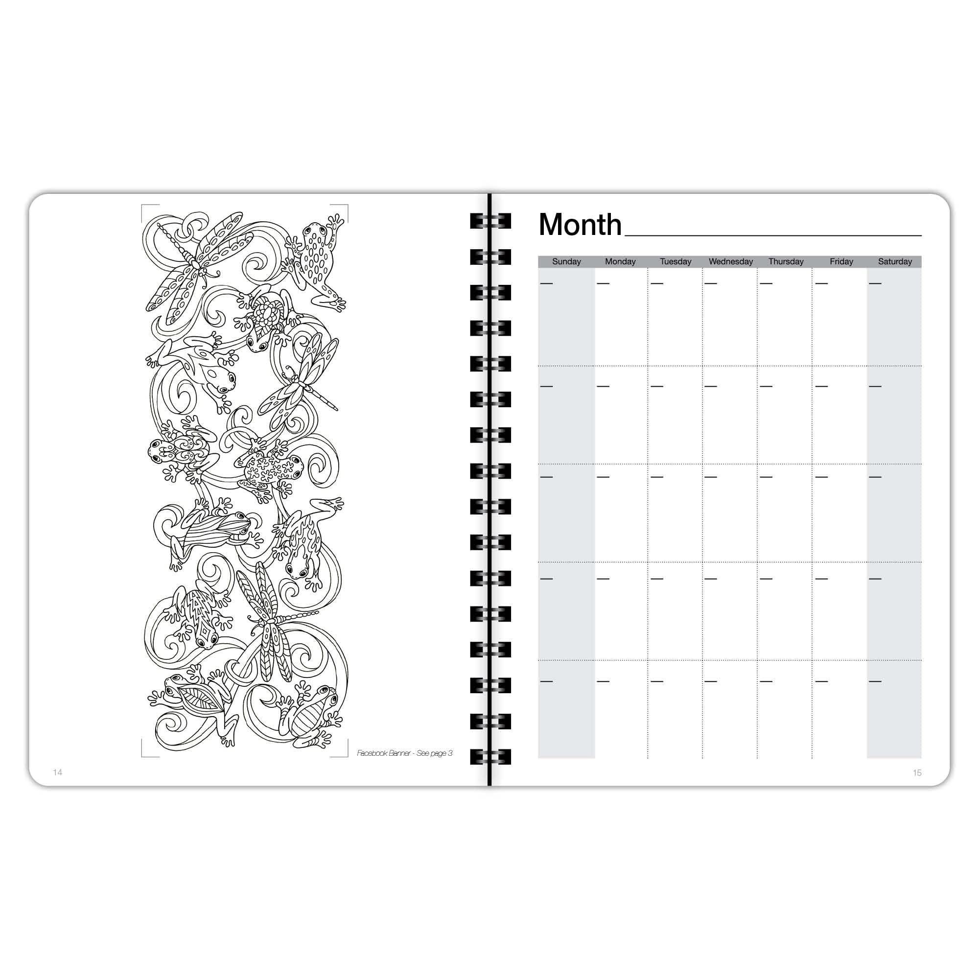 Undated Coloring Planner (6.625x9) Medium - Weekly & Monthly Organizer, Appointment Schedule, Goals and Notes