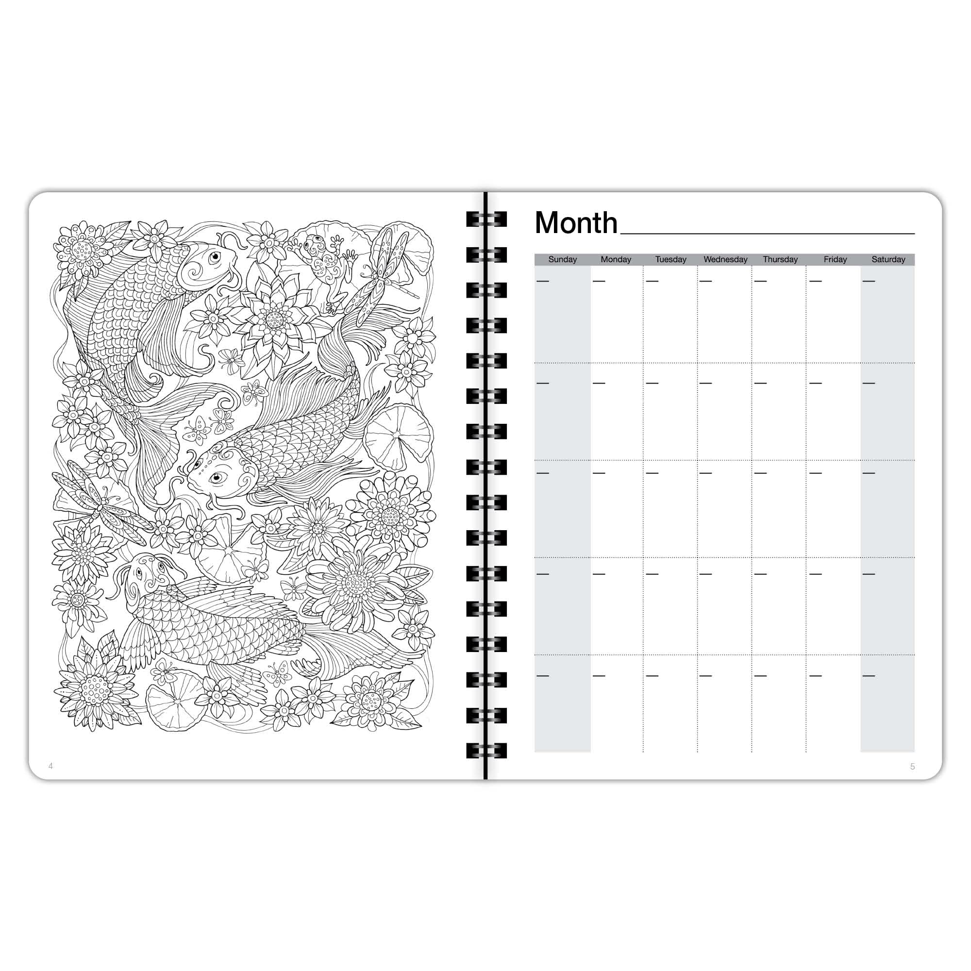 Undated Coloring Planner (6.625x9) Medium - Weekly & Monthly Organizer, Appointment Schedule, Goals and Notes