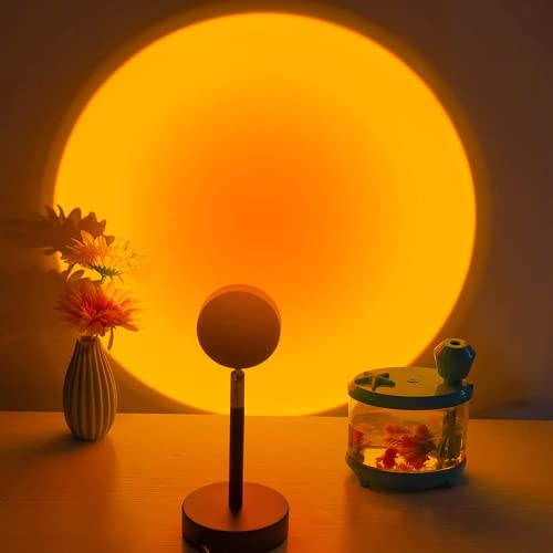 Balkwan Sunset Lamp Projection Rotation Rainbow Lamp Led Romantic Visual Led Light Network Red Light with USB Modern Floor Stand Night Light Living Room Bedroom Decor (Sunset Red)