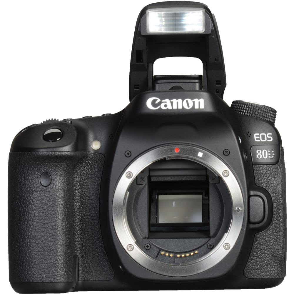 Canon EOS 80D DSLR Camera (Body Only) (1263C004) + 64GB Memory Card + Case + Corel Photo Software + 2 x LPE6 Battery + External Charger + Card Reader + LED Light + HDMI Cable + More (Renewed)