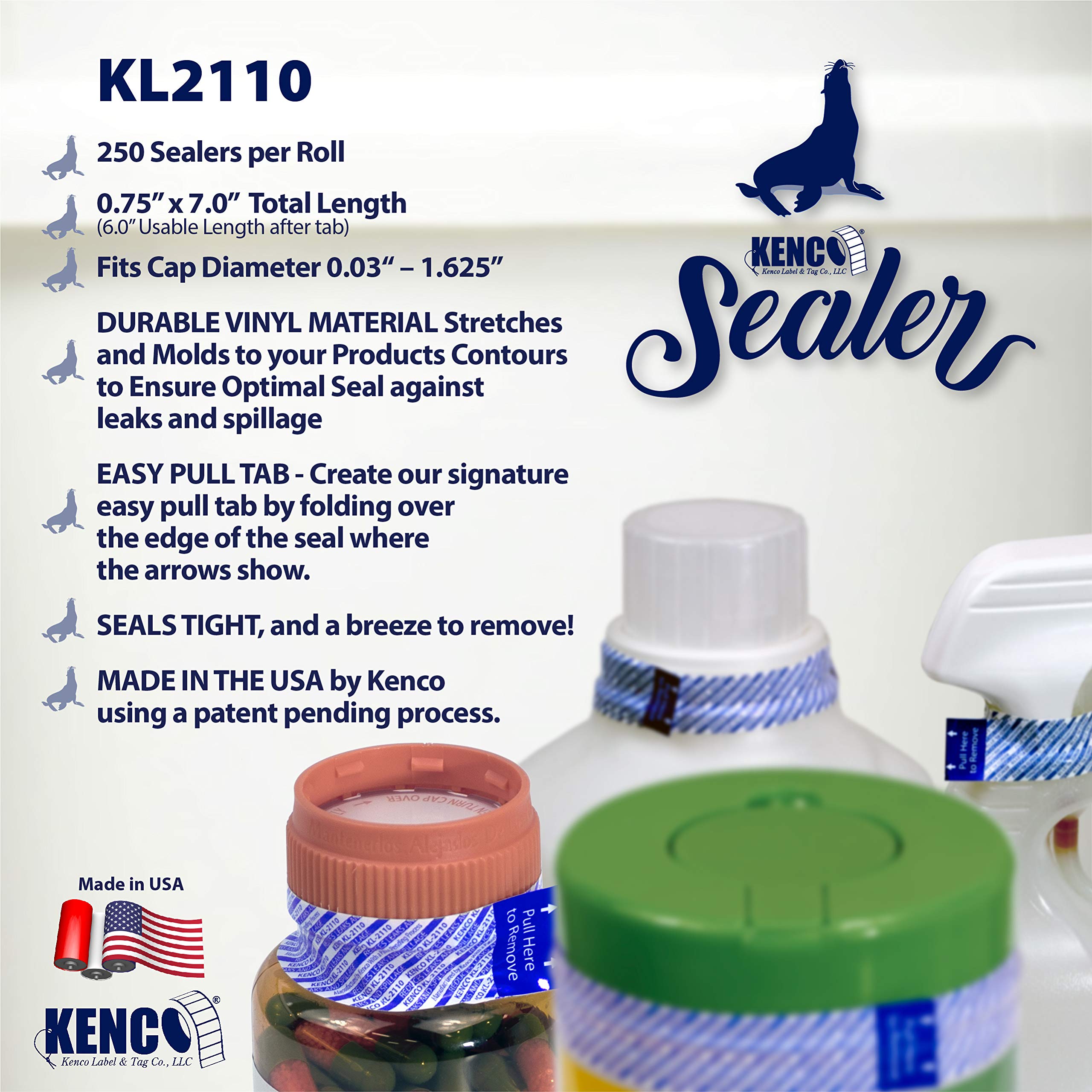 Kenco Sealer - Reduces Liquid Leaks and Spills - with Easy Pull Tab! Made in The USA (3/4" X 6", 1 Pack)