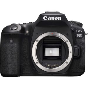 Canon EOS 90D DSLR Camera (Body Only) (3616C002) + 64GB Memory Card + Case + Corel Photo Software + 2 x LPE6 Battery + External Charger + Card Reader + LED Light + HDMI Cable + More (Renewed)