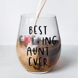 Perfectinsoy Best Aunt Ever Wine Glass with Gift Box, Funny Aunt Gift, Evening Mug, Unique Romantic Gift Idea for Her, Wife, Aunt, New Aunt, Grandma, Daughter, Gift Idea for Aunt