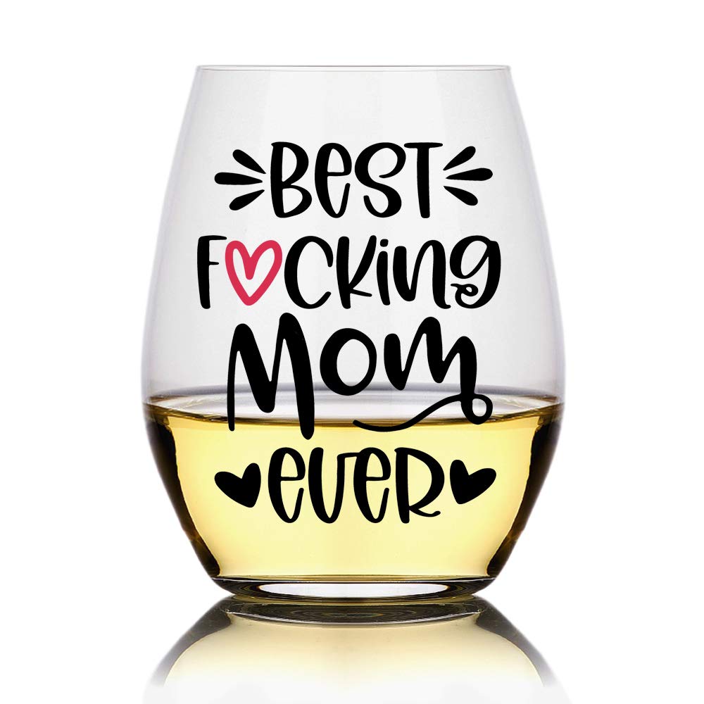 Perfectinsoy Funny Mom Gifts, Best Mom Ever Wine Glass, Mother's Day Gifts for Her, Women, Wife, Sister, Boss, Colleague, Mom, New Mom, Mother, Aunt, Grandma, Grandmother, Birthday Gift for Mom