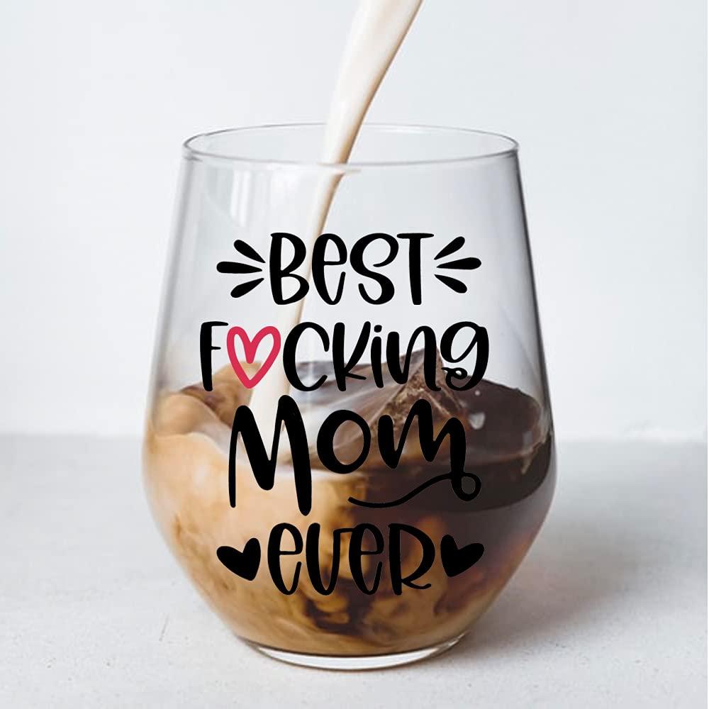 Perfectinsoy Funny Mom Gifts, Best Mom Ever Wine Glass, Mother's Day Gifts for Her, Women, Wife, Sister, Boss, Colleague, Mom, New Mom, Mother, Aunt, Grandma, Grandmother, Birthday Gift for Mom