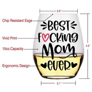 Perfectinsoy Funny Mom Gifts, Best Mom Ever Wine Glass, Mother's Day Gifts for Her, Women, Wife, Sister, Boss, Colleague, Mom, New Mom, Mother, Aunt, Grandma, Grandmother, Birthday Gift for Mom