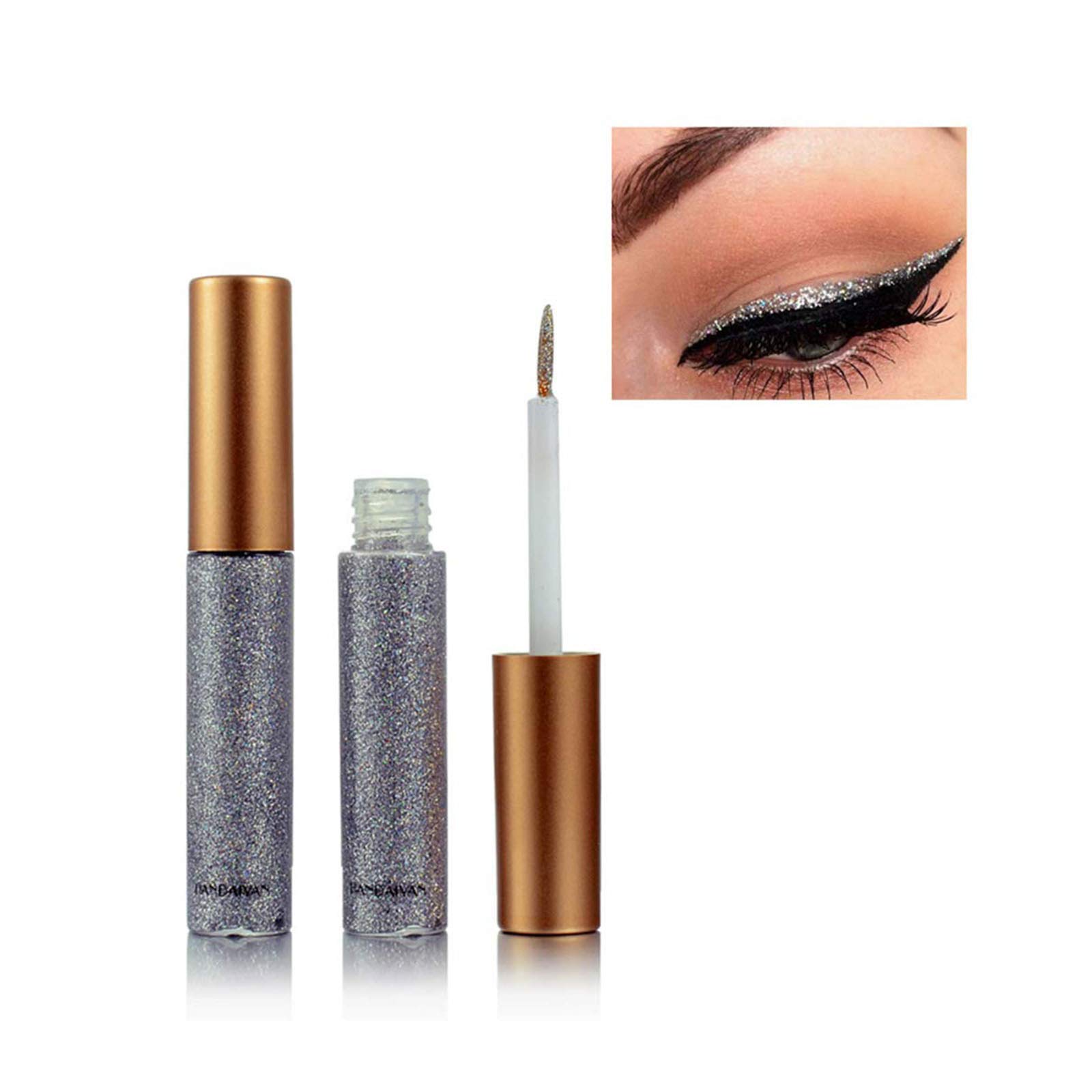 Hacaus Liquid eyeliner set Glitter Liquid Eyeliner Waterproof Shimmer Silver Gold Metallic Colorful Eyeliners Eyeshadow Makeup 1PCS #03