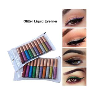 Hacaus Liquid eyeliner set Glitter Liquid Eyeliner Waterproof Shimmer Silver Gold Metallic Colorful Eyeliners Eyeshadow Makeup 1PCS #03