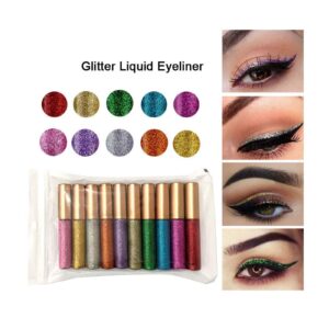 Hacaus Liquid eyeliner set Glitter Liquid Eyeliner Waterproof Shimmer Silver Gold Metallic Colorful Eyeliners Eyeshadow Makeup 1PCS #03