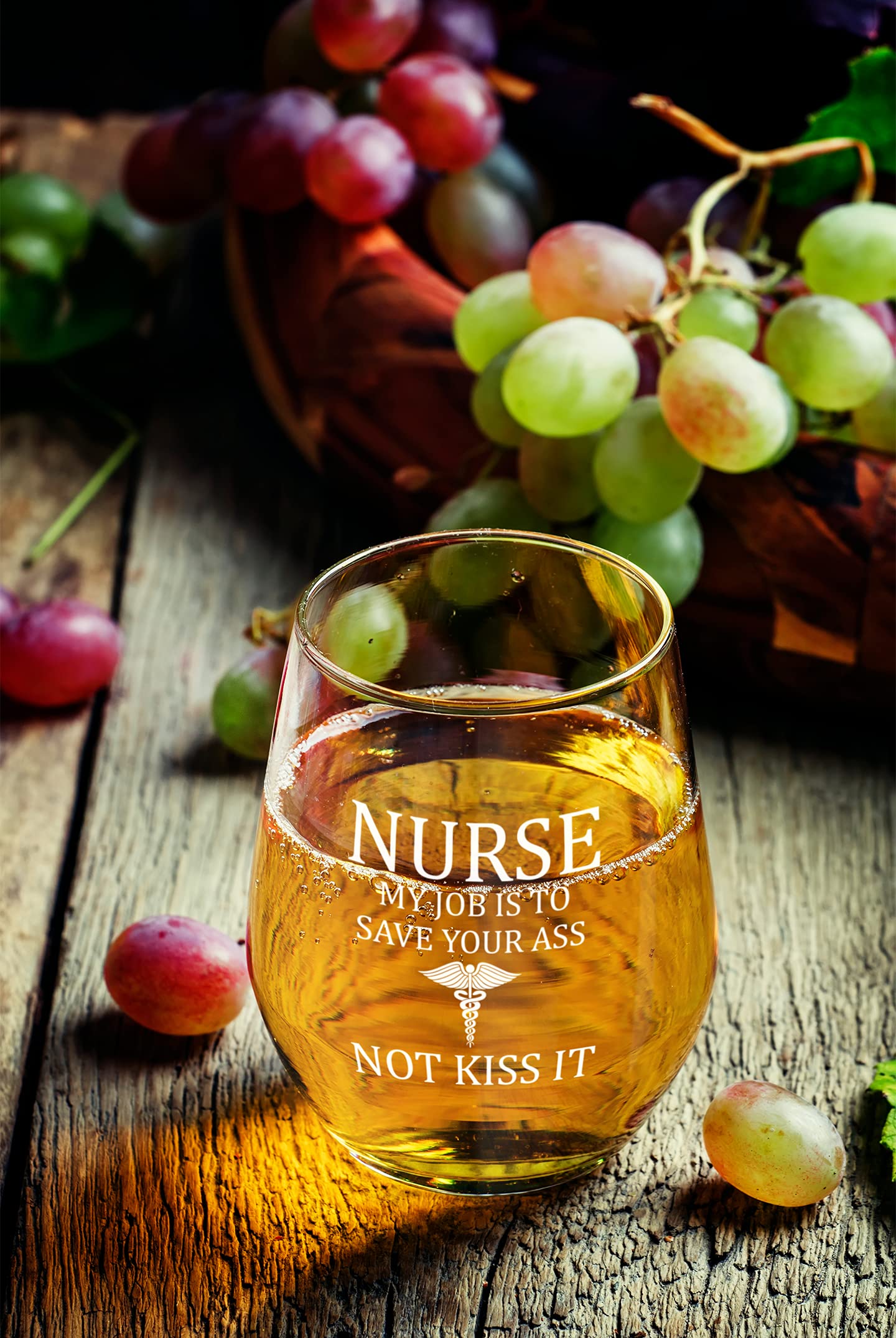 Find Funny Gift Ideas Nurse Wine Glasses for Women | RN Gifts for Nurses Women, ER Nurse Funny Gifts for Nurses Female, Nurses Gifts for Male Nurses | My Job Is To Save Your Rear Not Kiss It