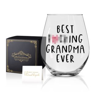 perfectinsoy funny grandma gifts, best grandma ever wine glass with gift box, funny mother's day gifts for her, women, wife, mother, aunt, grandma, new grandma, grandmother, birthday gift for grandma