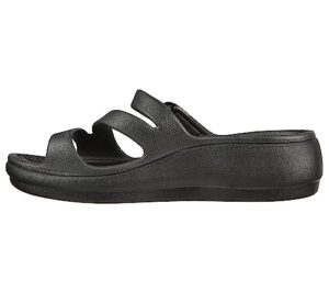 skechers women's adjustable wedge sandal, black, 7