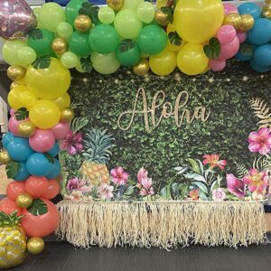 Avezano Aloha Backdrop Luau Birthday Party Backdrop Tropical Hawaiian Baby Shower Party Banner Decoration Glitter Lights Green Grass Pineapple Background for Photography Photo Booth Banner