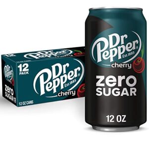 dr pepper cherry zero sugar soda, 12 fl oz cans (pack of 12)