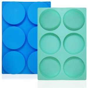2 pack 6-cavity resin coaster moulds, finegood round coaster mould for resin silicone cake moulds baking tray