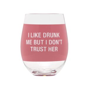 about face designs like me don't trust her pink 16 ounce glass stemless wine tumbler glass (129880)