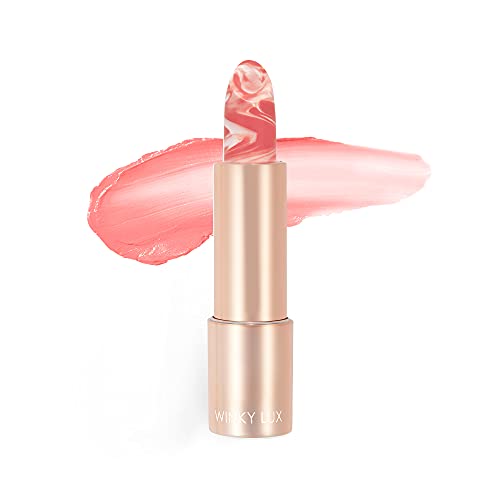 Winky Lux Marbleous Balm, Hybrid- Tinted Lipstick & Hydrating Lip Balm, Contains Ceramides for Lip Plumping & Coconut Oil for Lip Moisturizing (Delighted)