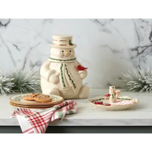 Lenox 892957 Happy Holly Days Snowman Cookie Jar, 4.85, Ivory