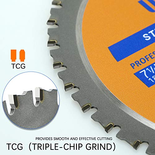 Yolan 7 1/4” Metal Cutting Circular Saw Blade, 7-1/4-Inch 180 Blade,36-Tooth,Carbide Tipped, 5/8-Inch Arbor, Diamond Knockout Arbor for TCT Miter Saw Blade, Cutting Metal & Steel,Ferrous Metal