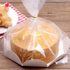 Lesibag 100 Pcs Bread Bags with Ties - 8" x 18" Clear Gusseted Bread Bags for Homemade Bread and Bakery Loaf