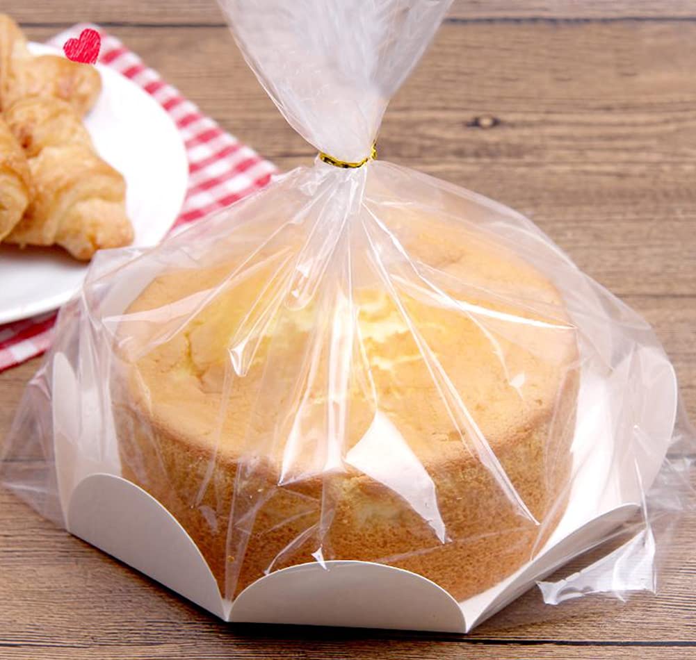 Lesibag 100 Pcs Bread Bags with Ties - 8" x 18" Clear Gusseted Bread Bags for Homemade Bread and Bakery Loaf