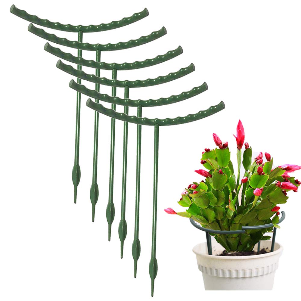 10 Pack Plant Support Plant Stakes, Metal Half Round Plant Support Ring Plastic Plant Cage Holder Flower Pot Climbing Trellis for Small Plant Flower Vegetable,Indoor Leafy Plants(5.7 x 5.9inch)