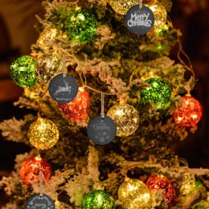 Blackboard Tags,10pcs 5cm Hanging Christmas Chalkboard Tags Mini Two-Sided Blackboard Round Christmas Chalkboard with String for Message Signs Table Numbers Price Tags