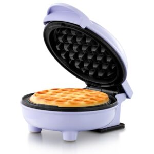 holstein housewares personal/mini waffle maker, non-stick coating, lavender - 4-inch waffles in minutes, ideal for breakfast, brunch, lunch or snacks