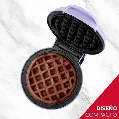 Holstein Housewares Personal/Mini Waffle Maker, Non-Stick Coating, Lavender - 4-inch Waffles in Minutes, Ideal for Breakfast, Brunch, Lunch or Snacks