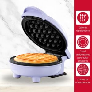 Holstein Housewares Personal/Mini Waffle Maker, Non-Stick Coating, Lavender - 4-inch Waffles in Minutes, Ideal for Breakfast, Brunch, Lunch or Snacks