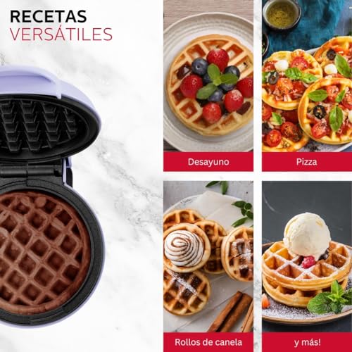 Holstein Housewares Personal/Mini Waffle Maker, Non-Stick Coating, Lavender - 4-inch Waffles in Minutes, Ideal for Breakfast, Brunch, Lunch or Snacks