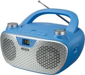 jensen cd-485-bl cd-485 1-watt portable stereo cd player with am/fm radio, corded electric (blue)