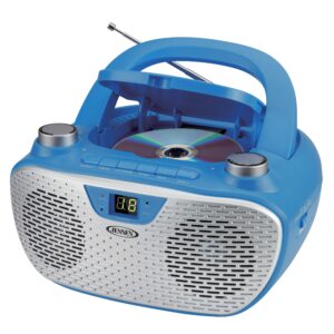 JENSEN CD-485-BL CD-485 1-Watt Portable Stereo CD Player with AM/FM Radio, Corded Electric (Blue)