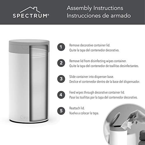 Spectrum Diversified Decorative Refillable Wet Dispenser for Household, Stylish Holder for Cleaning Wipes, Extra Large, White