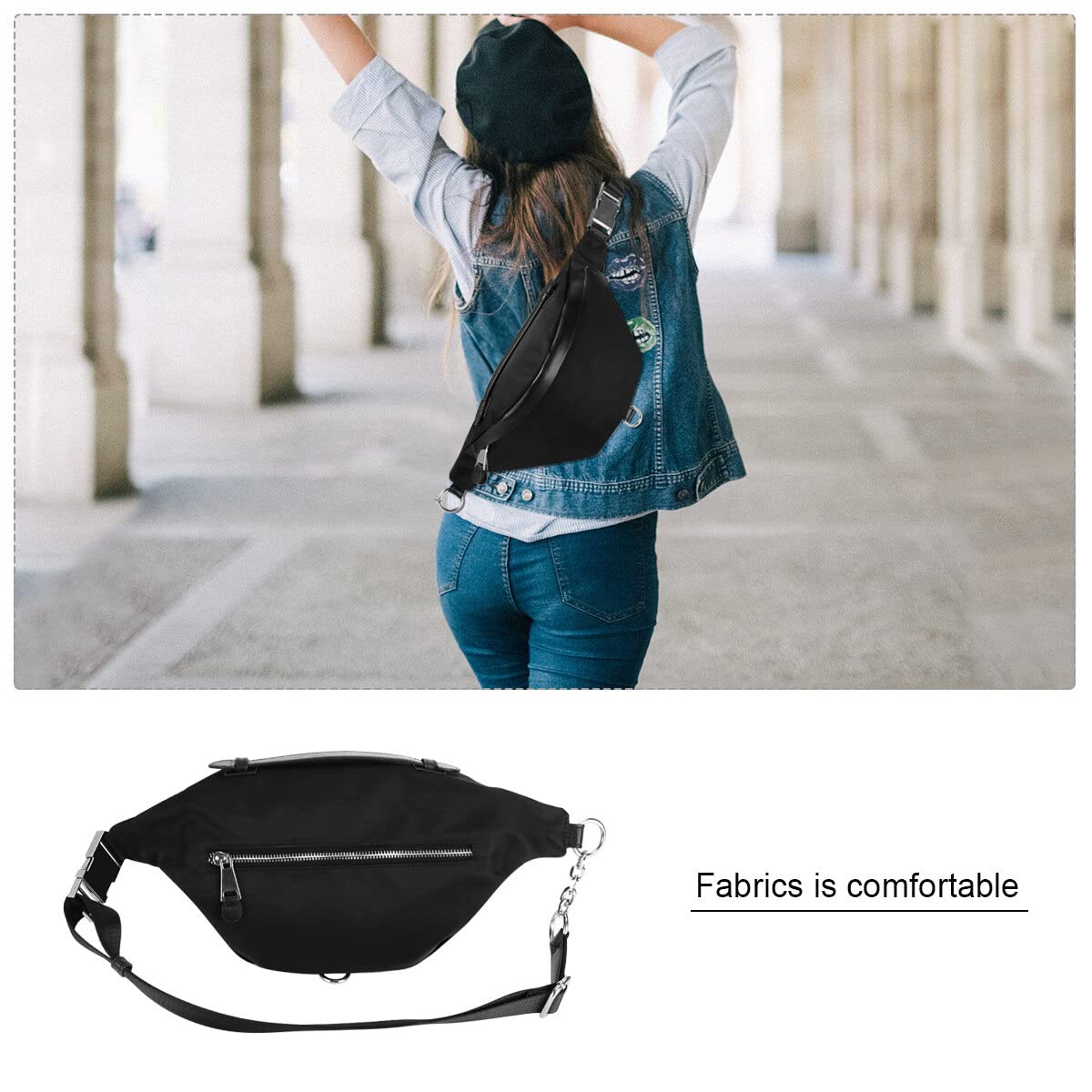 Kamo Crossbody Sling Bag for Women Small Cross Body Bag Purses Nylon Waist Pack Chest Backpack with Adjustable Strap