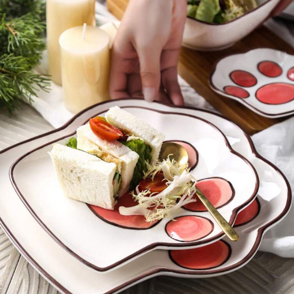 DOITOOL Appetizer Serving Tray 1pc Cat's Claw Cartoon Plate Ceramic Plate Household Ceramics Dessert Tray