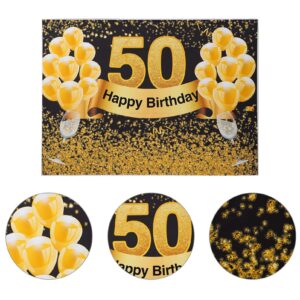 Amosfun 1pc 50 Years Old Background Cloth Merry Birthday Banner Decorative Birthday Backdrop Birthday Backdrop Cloth Happy Birthday Decor Happy Birthday Backdrop Decorative Items Vinyl