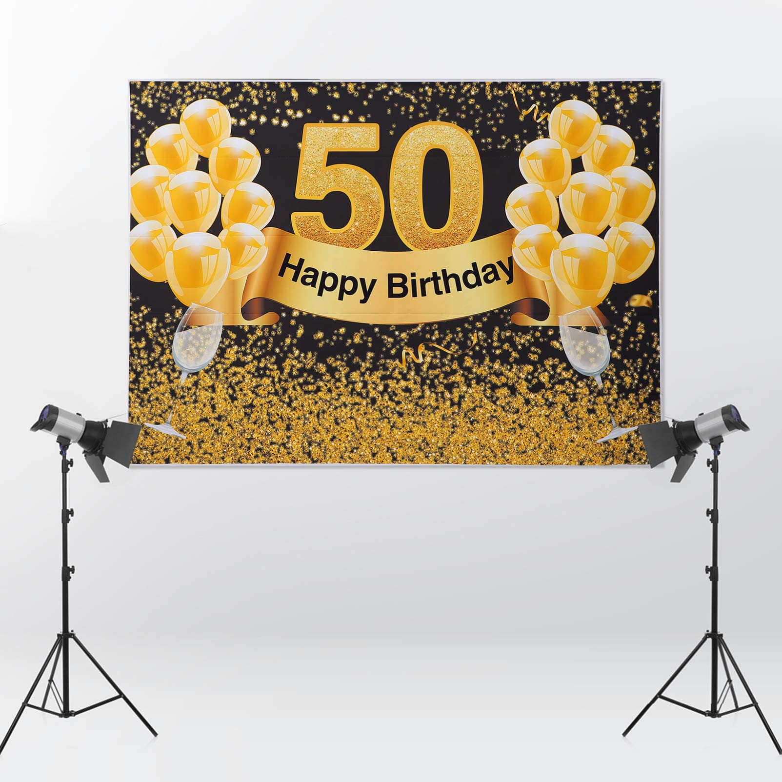 Amosfun 1pc 50 Years Old Background Cloth Merry Birthday Banner Decorative Birthday Backdrop Birthday Backdrop Cloth Happy Birthday Decor Happy Birthday Backdrop Decorative Items Vinyl