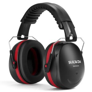 sulwzm hearing protection ear muffs,nrr 28db noise cancelling for shooting, mowing, construction,red