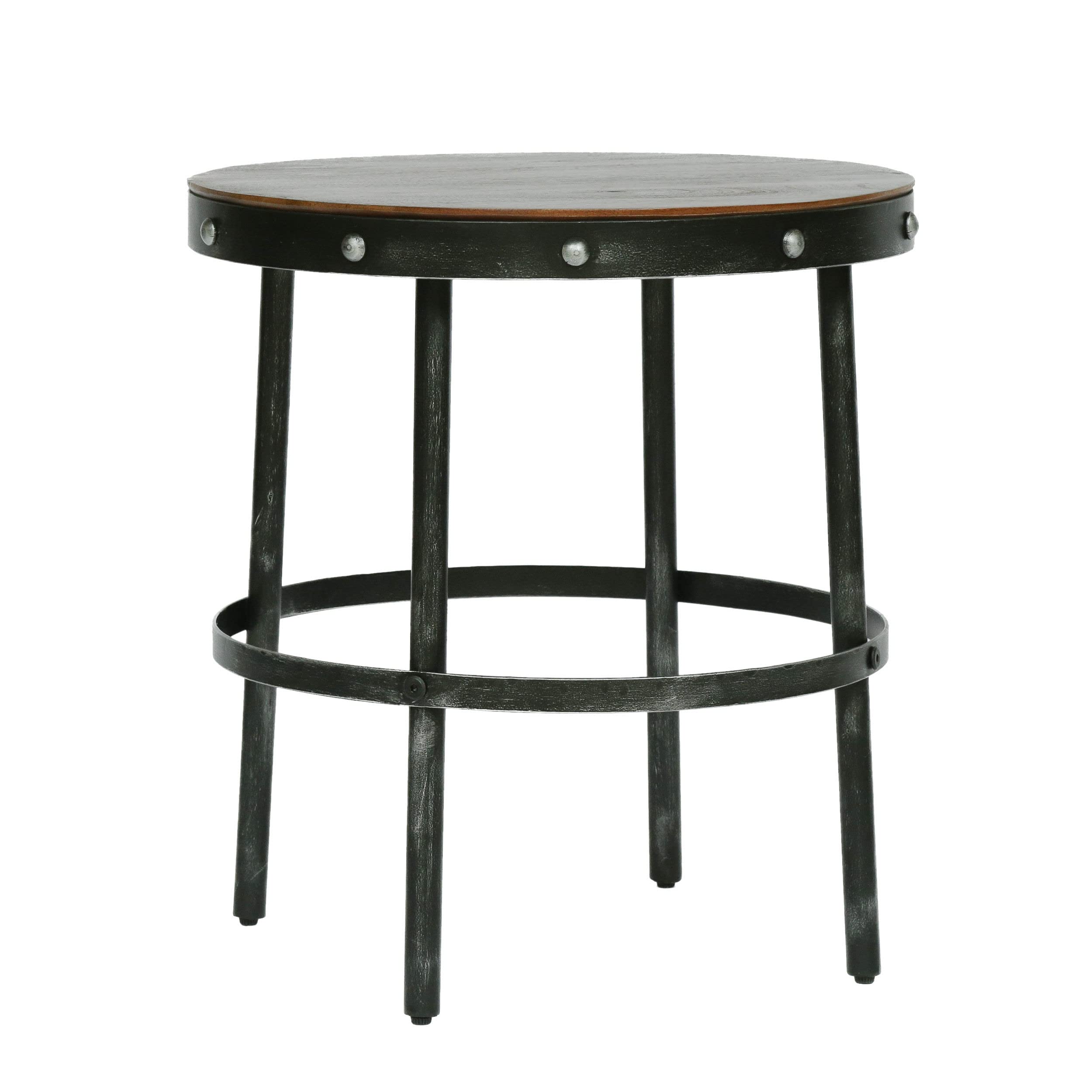 Christopher Knight Home Rivet Side Table, Anitique Gunmetal + Brown Wash